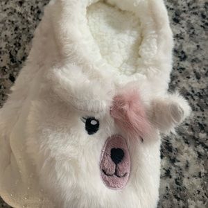White Sherpa Llama sock slippers